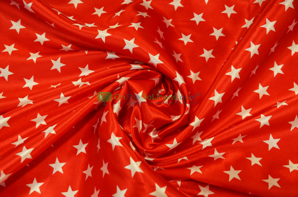 American Star Satin | American Flag in Red, Navy, and Blue Satin | Sold by the Yard x 60" Wide | Charmeuse Satin American Flag Print