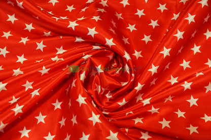 American Star Satin | American Flag in Red, Navy, and Blue Satin | Sold by the Yard x 60" Wide | Charmeuse Satin American Flag Print