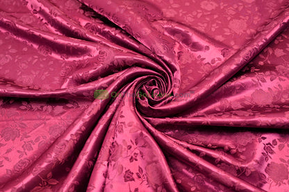 Floral Jacquard Satin Fabric by the Yard | Isabella Floral Jacquard | 60 Wide | Rose Jacquard Satin Fabric |