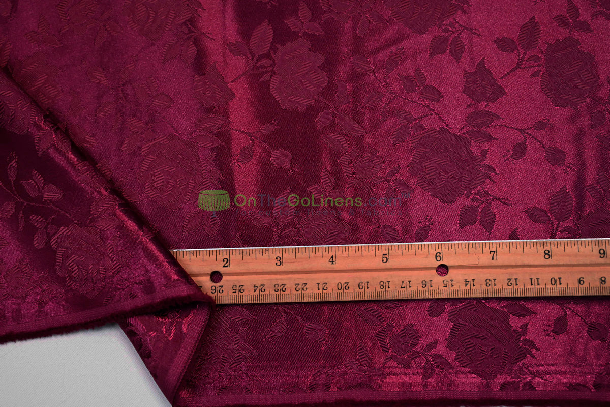 Floral Jacquard Satin Fabric by the Yard | Isabella Floral Jacquard | 60 Wide | Rose Jacquard Satin Fabric |