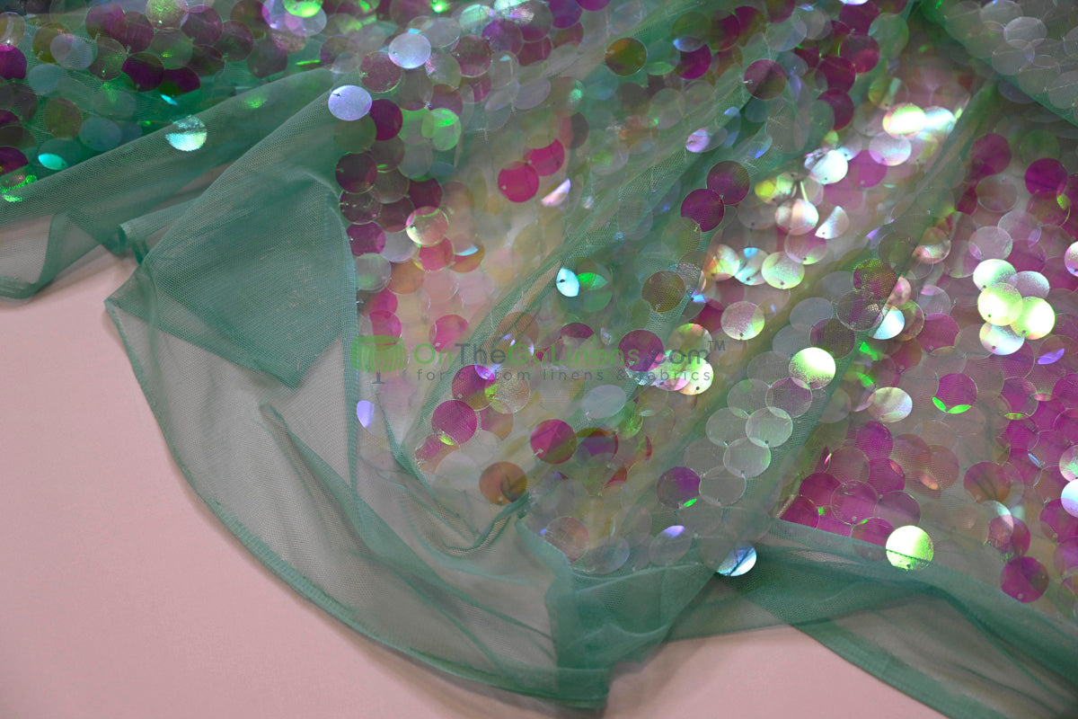 Payette Sequins Table Linens | Paillette Fish Scale Sequins Tablecloths | Multiple Colors |