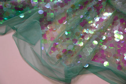 Payette Sequins Table Linens | Paillette Fish Scale Sequins Tablecloths | Multiple Colors |