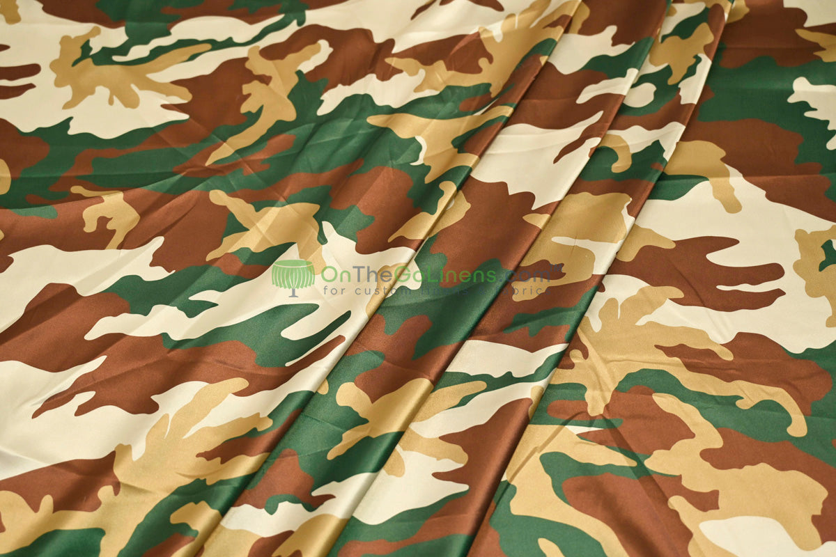 Army Camouflage Charmeuse Satin Tablecloths | Army Camouflage Tablecloths | Multiple Sizes |