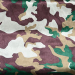 Army Camouflage Charmeuse Satin Fabric by the Yard | Army Camouflage on Silky Satin Fabric |