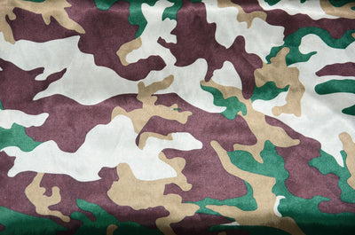 Army Camouflage Charmeuse Satin Fabric by the Yard | Army Camouflage on Silky Satin Fabric |