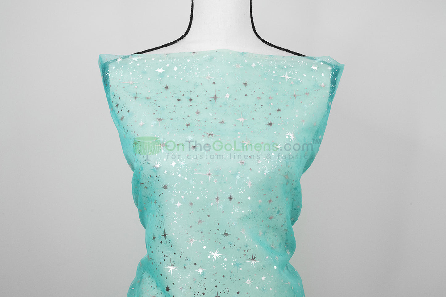 Star Foil Organza Fabric by the Yard | Metallic Star Print on Organza Fabric | 60" Wide | Multiple Colors |