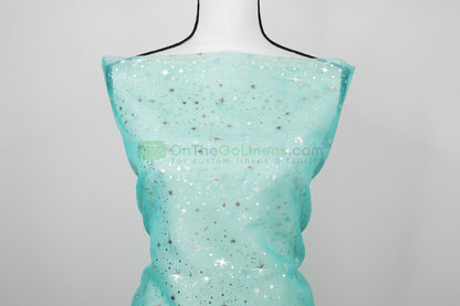 Star Foil Organza Fabric by the Yard | Metallic Star Print on Organza Fabric | 60" Wide | Multiple Colors |
