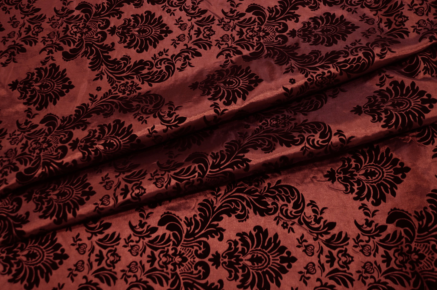 Damask Flocking Burgundy on Black