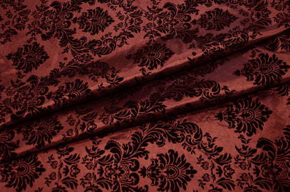 Damask Flocking Burgundy on Black