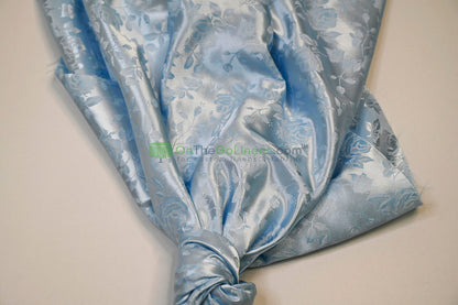 Floral Jacquard Satin Fabric by the Yard | Isabella Floral Jacquard | 60 Wide | Rose Jacquard Satin Fabric |