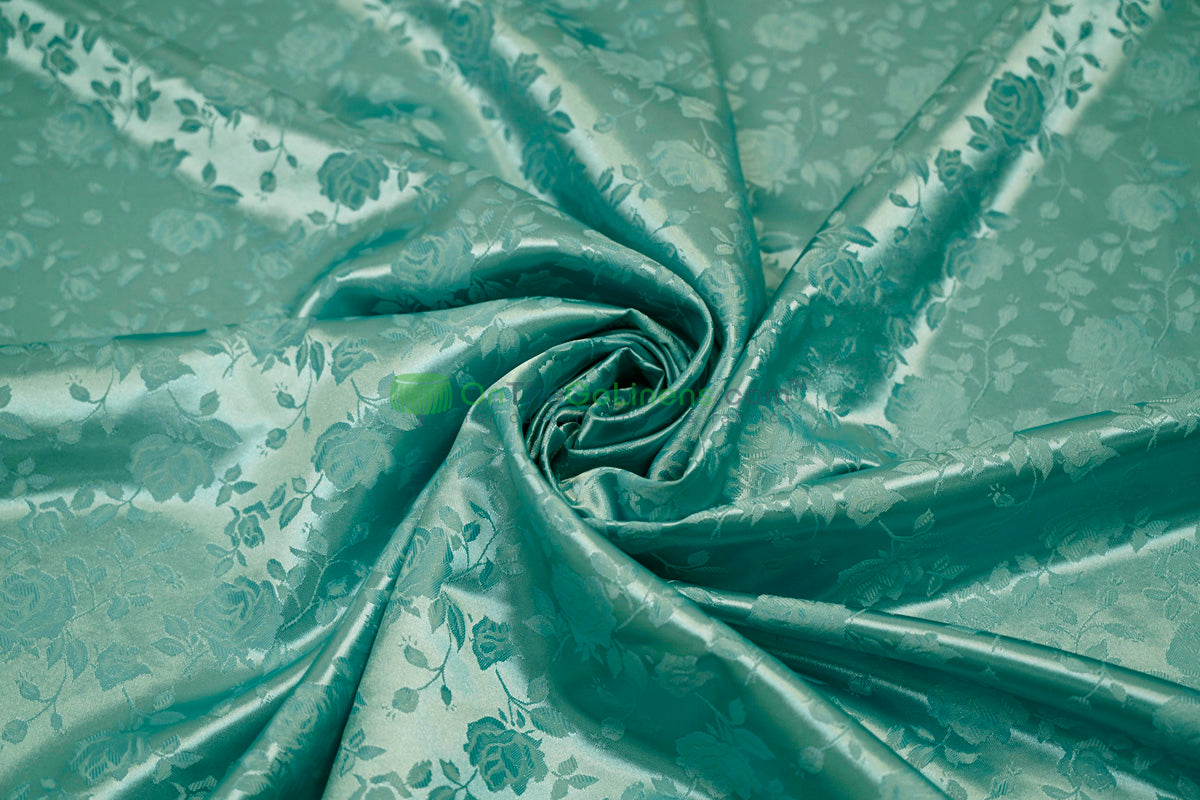 Floral Jacquard Satin Fabric by the Yard | Isabella Floral Jacquard | 60 Wide | Rose Jacquard Satin Fabric |