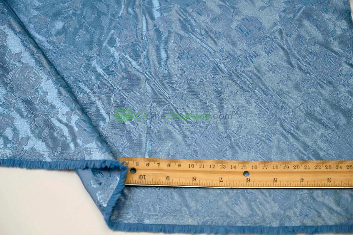 Floral Jacquard Satin Fabric by the Yard | Isabella Floral Jacquard | 60 Wide | Rose Jacquard Satin Fabric |