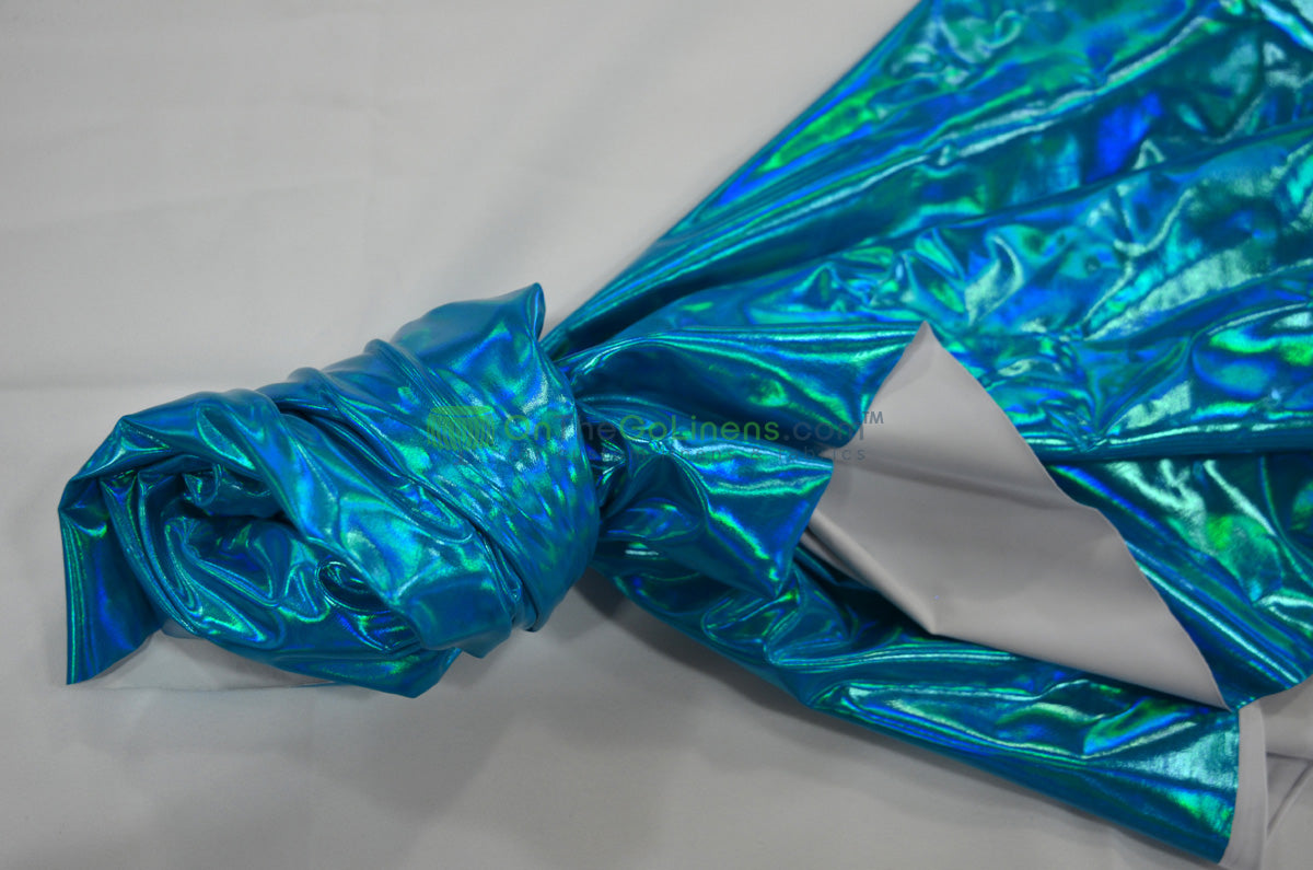 Metallic Hologram Foil Spandex Fabric by the Yard | Hologram Spandex Lame Fabric | 60" Wide |