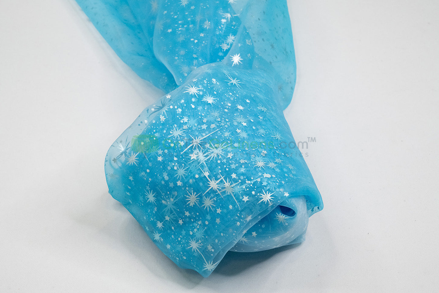 Star Foil Organza Fabric by the Yard | Metallic Star Print on Organza Fabric | 60" Wide | Multiple Colors |