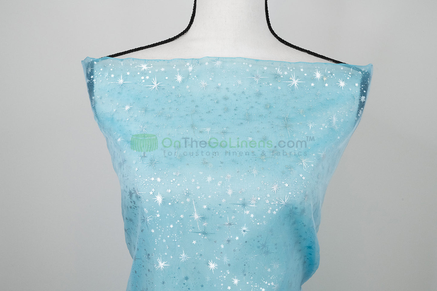 Star Foil Organza Fabric by the Yard | Metallic Star Print on Organza Fabric | 60" Wide | Multiple Colors |
