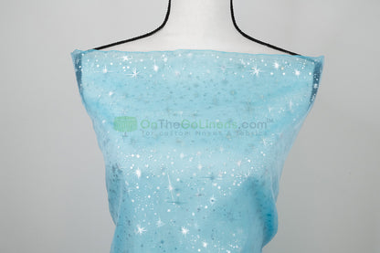 Star Foil Organza Fabric by the Yard | Metallic Star Print on Organza Fabric | 60" Wide | Multiple Colors |