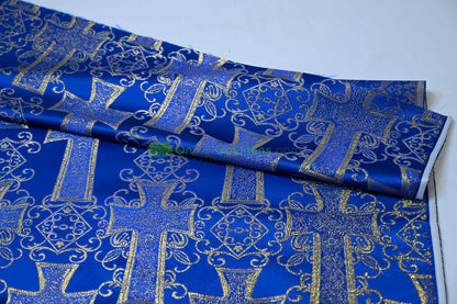 Religious Cross Brocade – Woven Liturgical Fabric | 60” Width | Polyester for Garments & Décor