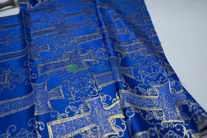 Religious Cross Brocade – Woven Liturgical Fabric | 60” Width | Polyester for Garments & Décor
