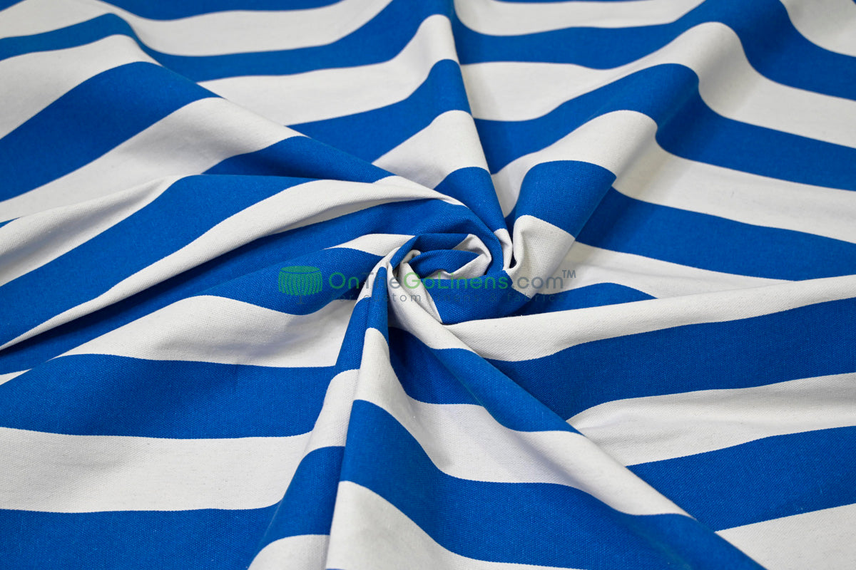100% Cotton Canvas 2" Stripe Fabric | Sold by the Yard | Four Colors Available | 60" Wide |