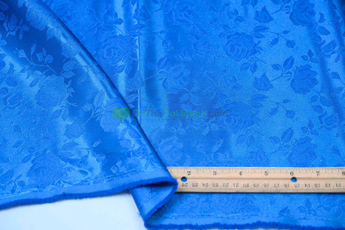 Floral Jacquard Satin Fabric by the Yard | Isabella Floral Jacquard | 60 Wide | Rose Jacquard Satin Fabric |
