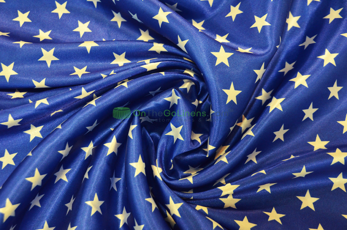 American Star Satin | American Flag in Red, Navy, and Blue Satin | Sold by the Yard x 60" Wide | Charmeuse Satin American Flag Print