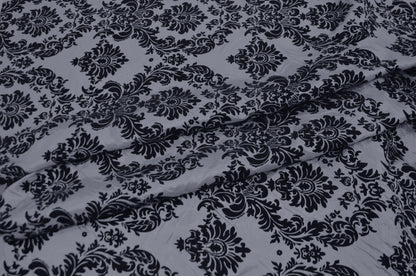 Damask Flocking Silver on Black
