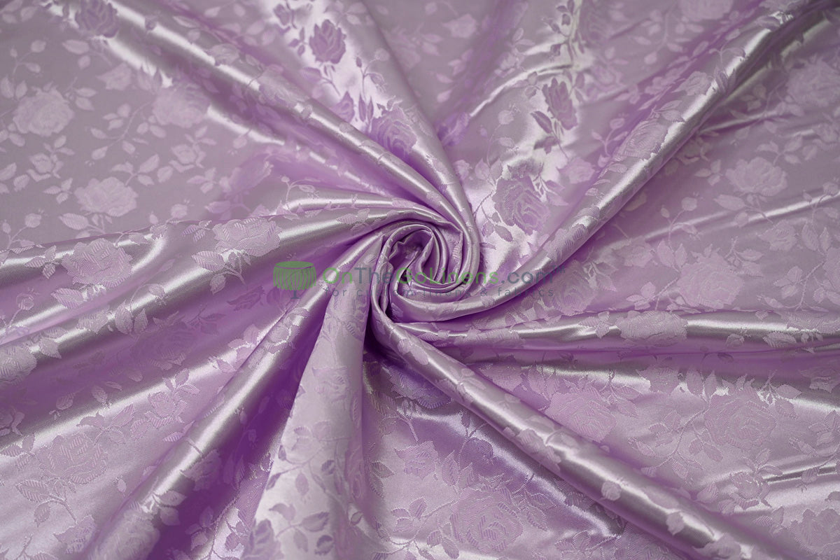 Floral Jacquard Satin Fabric by the Yard | Isabella Floral Jacquard | 60 Wide | Rose Jacquard Satin Fabric |
