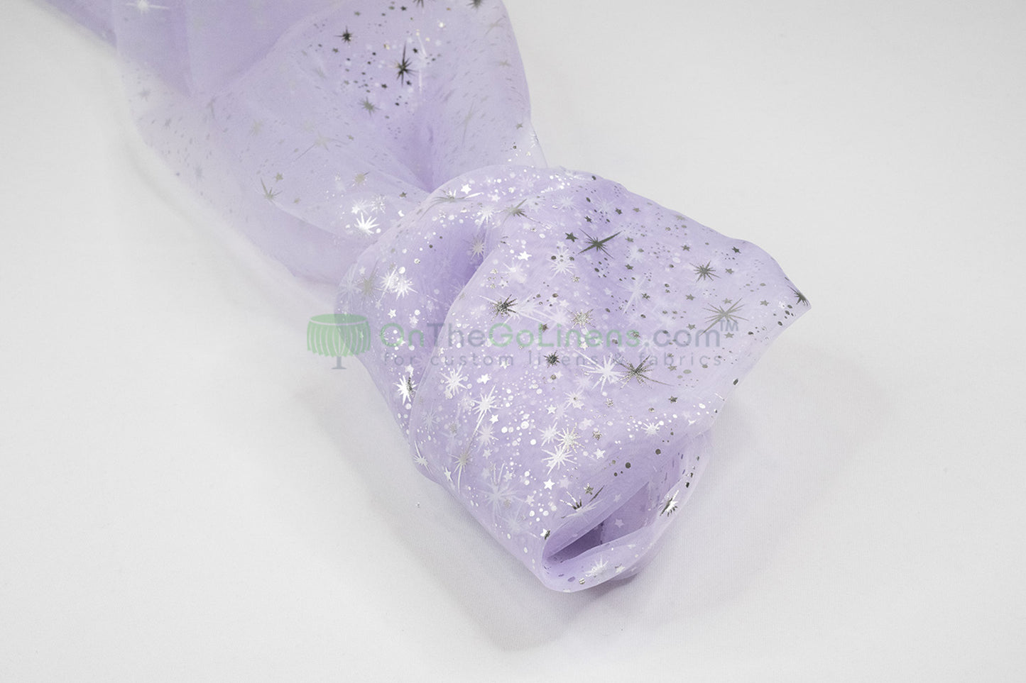 Star Foil Organza Fabric by the Yard | Metallic Star Print on Organza Fabric | 60" Wide | Multiple Colors |