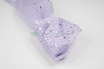 Star Foil Organza Fabric by the Yard | Metallic Star Print on Organza Fabric | 60" Wide | Multiple Colors |