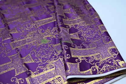 Religious Cross Brocade – Woven Liturgical Fabric | 60” Width | Polyester for Garments & Décor