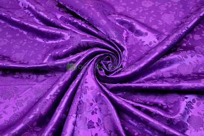 Floral Jacquard Satin Fabric by the Yard | Isabella Floral Jacquard | 60 Wide | Rose Jacquard Satin Fabric |