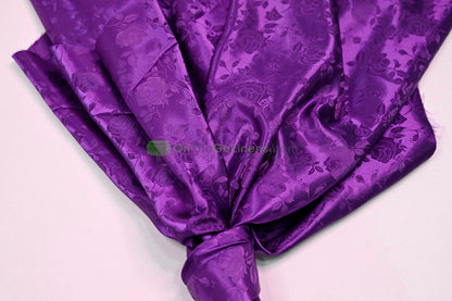Floral Jacquard Satin Fabric by the Yard | Isabella Floral Jacquard | 60 Wide | Rose Jacquard Satin Fabric |