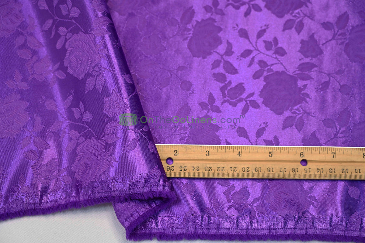 Floral Jacquard Satin Fabric by the Yard | Isabella Floral Jacquard | 60 Wide | Rose Jacquard Satin Fabric |