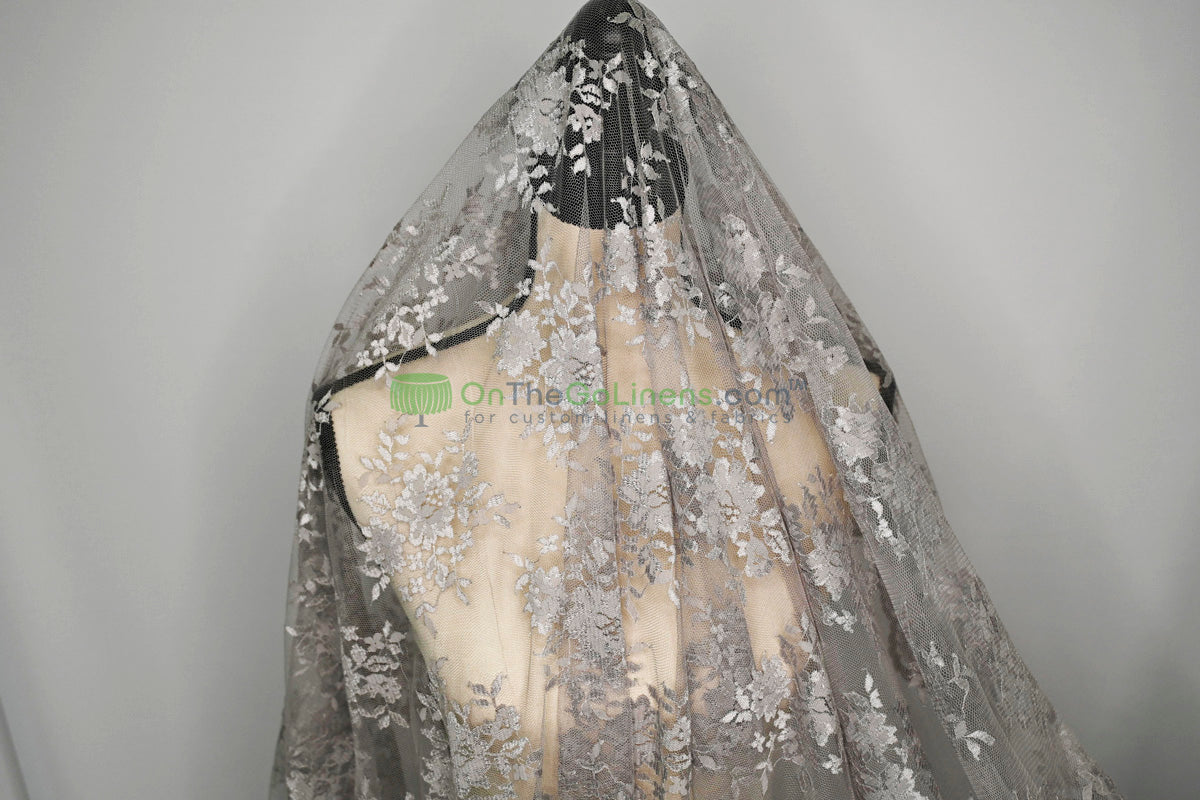 Chantilly Lace Fabric | Elegant Floral Lace | Lightweight & Sheer | Ideal for Bridal & Evening Wear