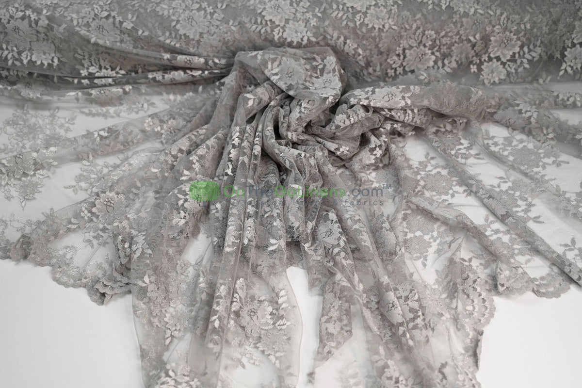 Chantilly Lace Fabric | Elegant Floral Lace | Lightweight & Sheer | Ideal for Bridal & Evening Wear