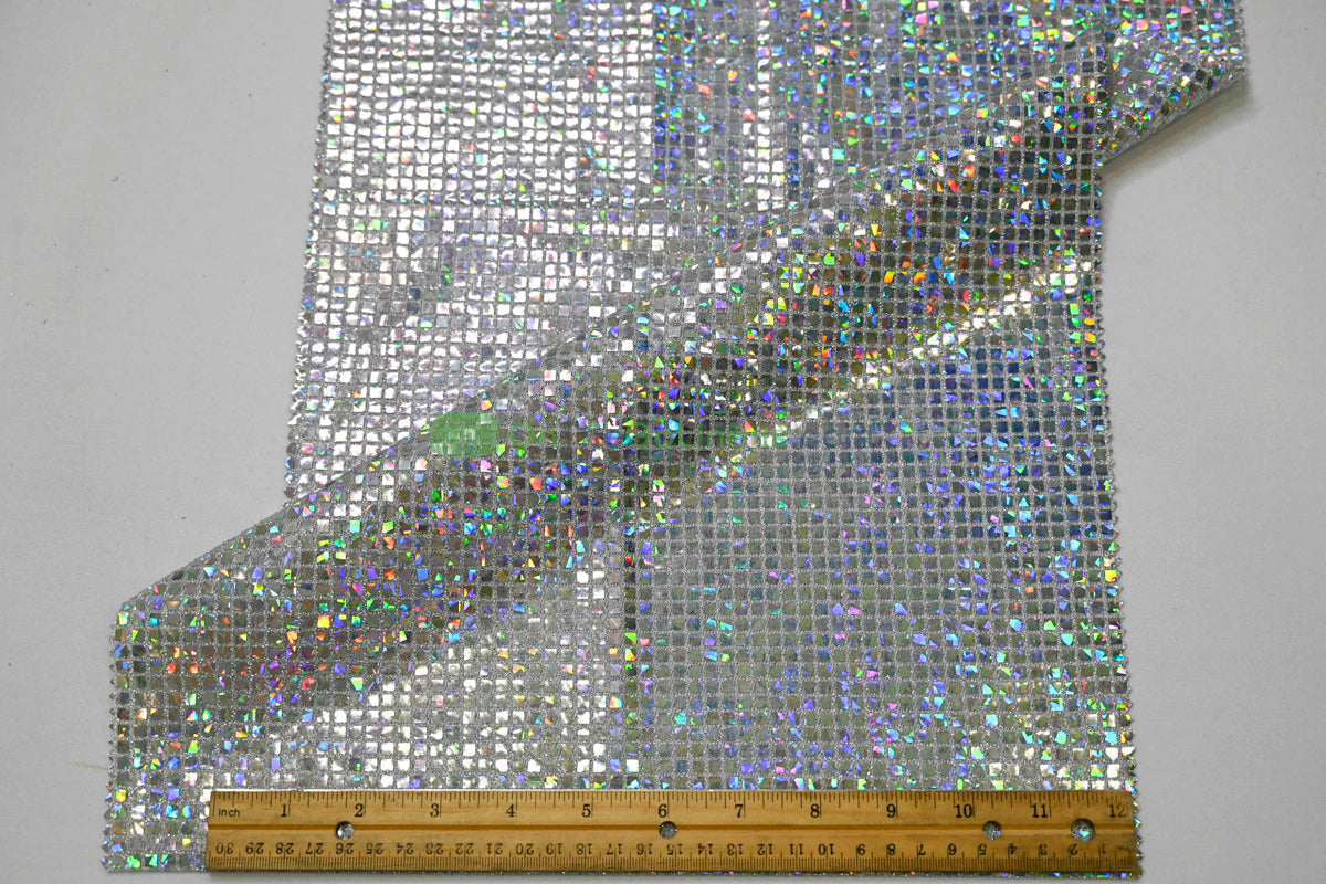 Holographic Mini Square Sequins Fabric | 54” Wide | Lightweight Sparkle for Costumes & Dancewear