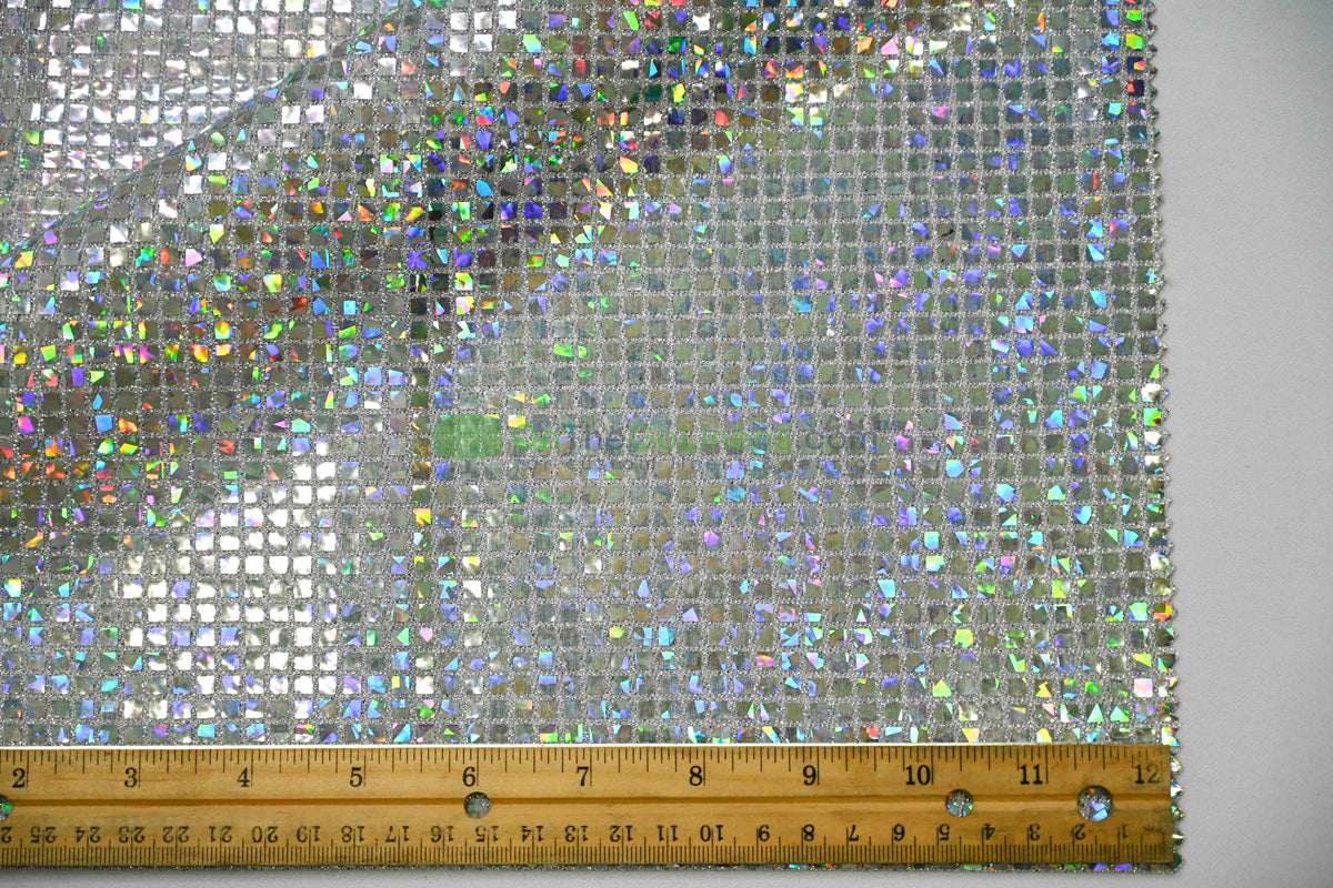 Holographic Mini Square Sequins Fabric | 54” Wide | Lightweight Sparkle for Costumes & Dancewear