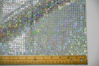 Holographic Mini Square Sequins Fabric | 54” Wide | Lightweight Sparkle for Costumes & Dancewear