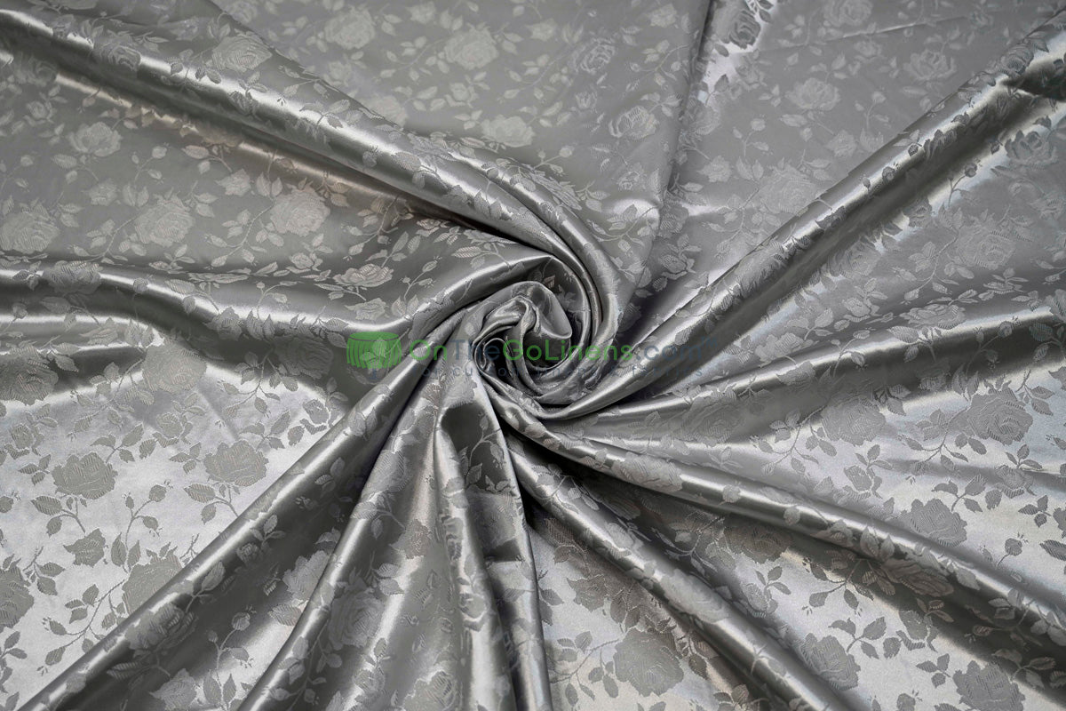 Floral Jacquard Satin Fabric by the Yard | Isabella Floral Jacquard | 60 Wide | Rose Jacquard Satin Fabric |