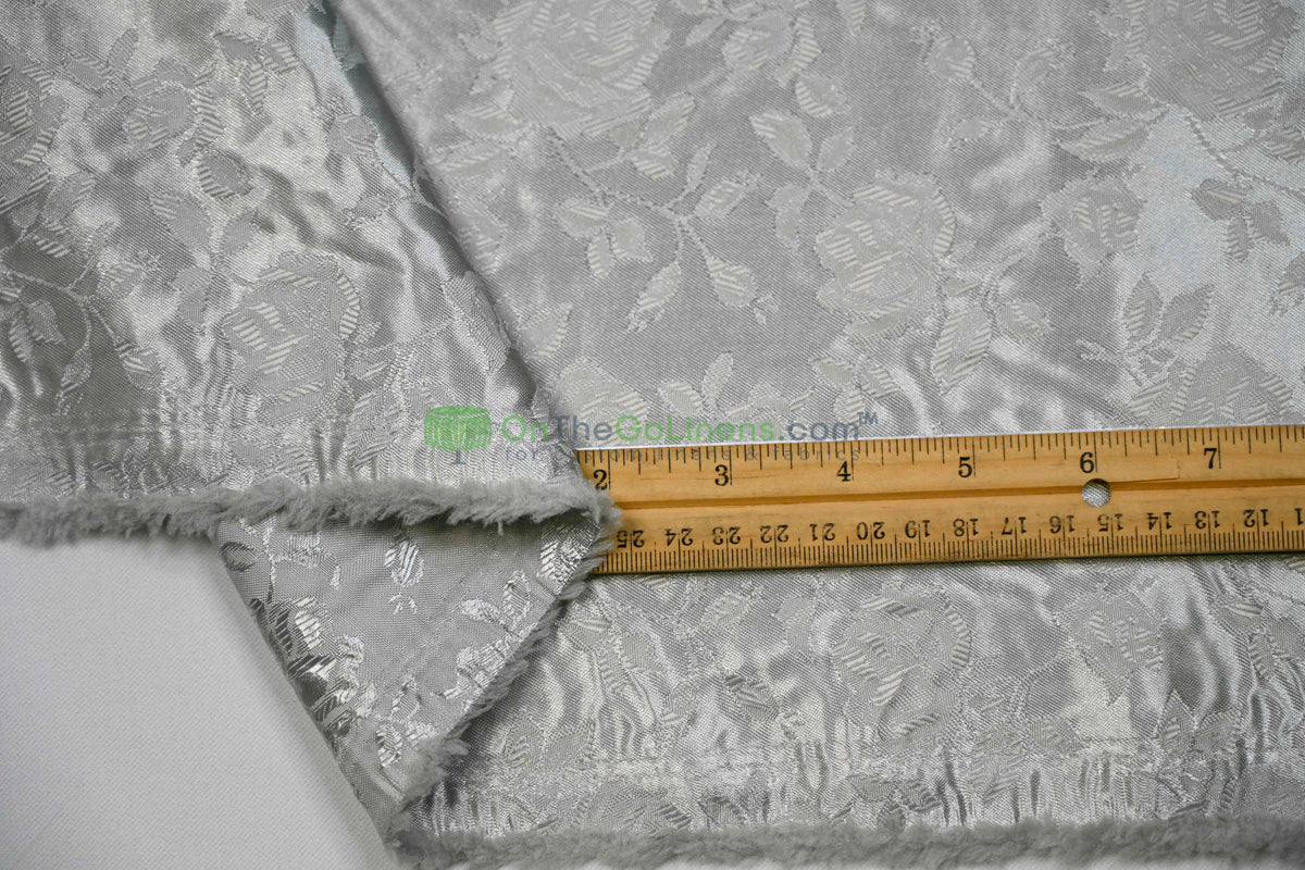 Floral Jacquard Satin Fabric by the Yard | Isabella Floral Jacquard | 60 Wide | Rose Jacquard Satin Fabric |