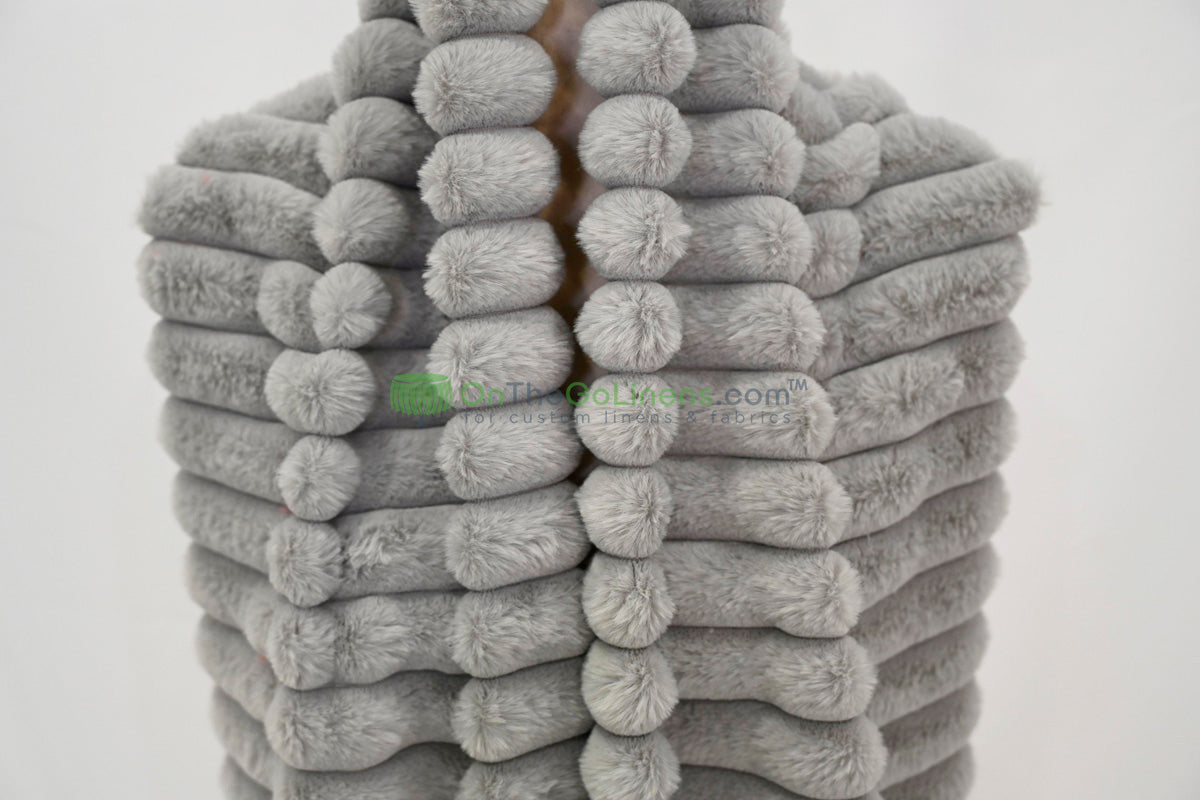 Striped Rabbit Fur Fabric by the Yard | Ultra-Soft Plush Faux Fur | 64/66” Wide | Available in Multiple Colors