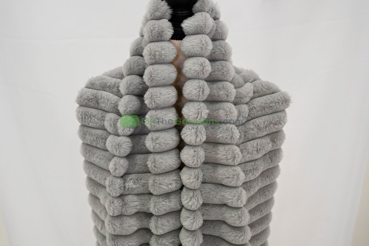 Striped Rabbit Fur Fabric by the Yard | Ultra-Soft Plush Faux Fur | 64/66” Wide | Available in Multiple Colors