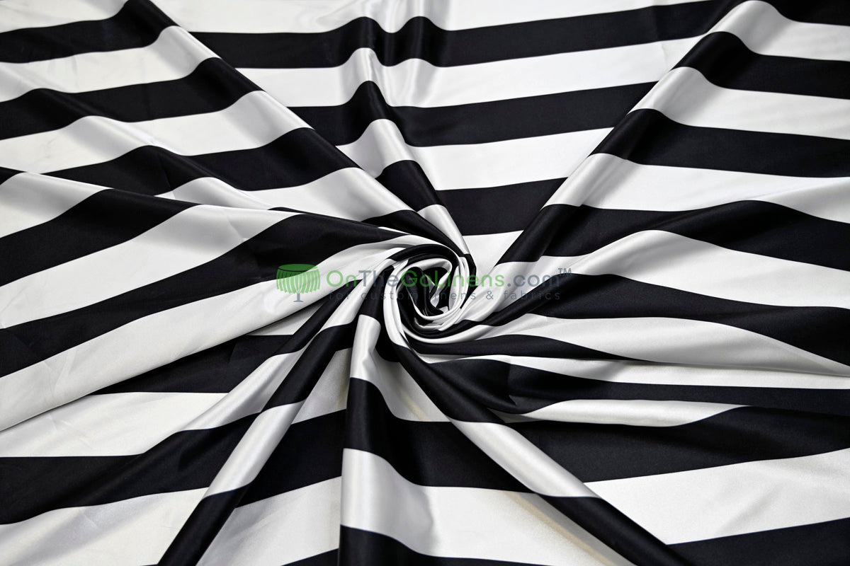 2" Stripe Charmeuse Satin Print Table Runners