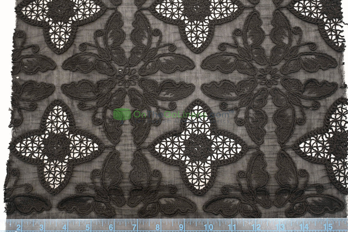 Butterfly Embroidery Cotton Fabric