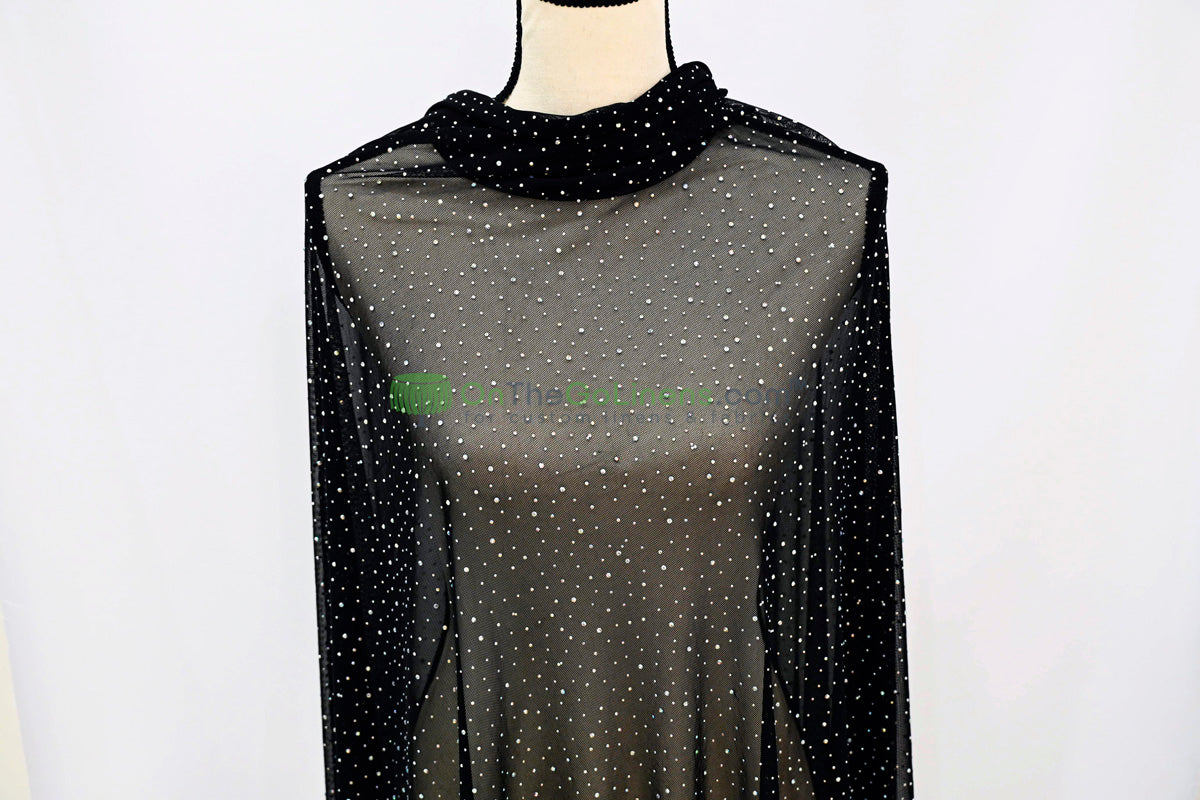 Rhinestone Stretch Power Mesh Fabric