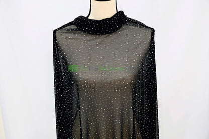 Rhinestone Stretch Power Mesh Fabric