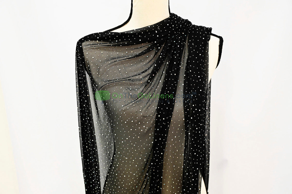 Rhinestone Stretch Power Mesh Fabric