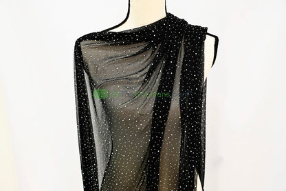 Rhinestone Stretch Power Mesh Fabric