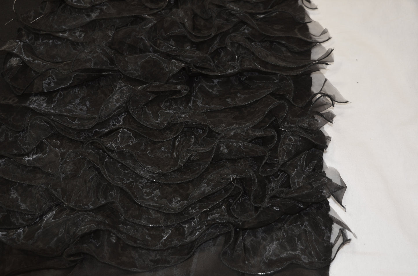 Layered Ruffle Taffeta Fabric by the Yard | Organza Ruffled Taffeta Fabric | 57" Wide | White Ivory Champagne Colors |