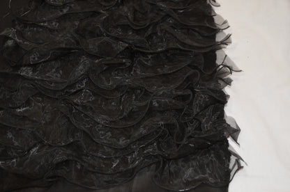 Layered Ruffle Taffeta Fabric by the Yard | Organza Ruffled Taffeta Fabric | 57" Wide | White Ivory Champagne Colors |